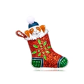 Weihnachtsstrumpf-Brosche mit Welpe und rotem Glitzer-Emaille-Anstecker - Weihnachtsstrumpf Welpe Stil (SHYP0064)