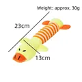 Plush squeaky duck dog toy in yellow orange stripes for chewing and teeth cleaning 23cm - Striped Duck