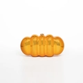 Fashionable capsule-shaped acrylic clutch in vibrant orange with metallic wave texture - Orange