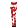 Festive red and white horizontal striped tights paired with black pointed high heels - Red White Full Striped Tights