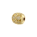Polished gold plated oval star bead with clear zircon inlay for jewelry making - Gold VZ464 Zirconia Bead