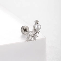 Titanium steel cartilage earring with white pearl and marquise zircon screw-back studs - Floral Pearl Zircon Cluster Style (A135-2#)