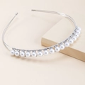Elegant double-layered silver headband with rhinestones and pearls for brides - Double Layer Pearl Rhinestone / I2506-4# Silver