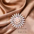 Radial flower brooch in rose gold with pearls and crystals, measuring 5.0cm x 5.0cm - Y-10 Radial Blooming Flower Brooch