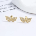 Orecchini a lobo ad ala in argento 925 dorato con zirconi brillanti e chiusura a vite - Argento 925 / Oro