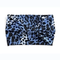 Bohemian style wide elastic headband featuring a blue and black leopard print pattern - 1-Blue Black Leopard