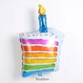 Three-layer rainbow cake foil balloon with YAY text for birthday party 55x93cm - Large Colored Stripe Cake