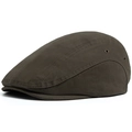 Retro dark coffee cotton flat cap with metal eyelets and adjustable elastic band - Adjustable / Brown Green