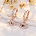 Orecchini a cerchio occhio del diavolo in oro rosa con zirconi su base ceramica - Oro rosa
