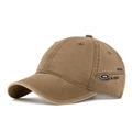 Gorra de béisbol clásica en sarga de algodón color canela con bordado y parche lateral - Ajustable / Caqui