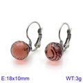 Fashion 10mm dark pink crystal ball drop earrings with gold finish titanium steel hooks - Silver Brown