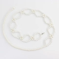 Cintura a catena in perle bianche eleganti con chiusura a gancio in metallo per donna - Stile 3 (Larghezza 4cm)