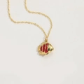 Ketting met tropische vishanger in goudkleur met levendige rode emaille details - Rood