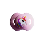 Pink silicone baby pacifier with colorful unicorn design and breathable shield guard - Unicorn Pacifier / Pink