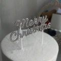 Rhinestone Merry Christmas cake topper crystal sparkling cake decoration for holiday party. - Rhinestone Merry Christmas