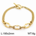 Pulsera dorada de doble cadena con cierre de barra en T, longitud 195x2mm y elegante - Estilo Calado de Rombo Dorado (KB170590-Z)