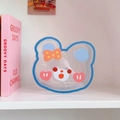 Cute transparent bear acrylic pen holder with blue rim and orange polka dot bow decor - 4# Soft Cute Bear
