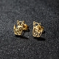 Golden origami cat stud earrings with a geometric cutout design in stainless steel - Cat / Gold