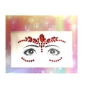 Face and body jewel stickers featuring deep red marquise rhinestones for makeup decoration - Style DE-6-5 / Dark Red