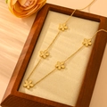Elegant gold-plated floral necklace with five pearlescent flower charms for women - Gold Color Five Petal Flower Necklace (N610)