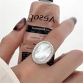 Vintage S925 sterling silver ring with oval mother of pearl shell on finger - JZ0401-Mother of Pearl Rope