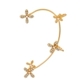 Golden butterfly flower ear cuff with rhinestones and pearls for non-pierced ears - Gold K Style Left