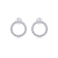 Elegant S925 sterling silver circle stud earrings with sparkling pave moissanite stones - Moissanite (40 Pieces Per Pair)