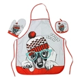 Christmas kitchen set with dog pattern apron, oven mitt and pot holder - Dog