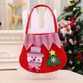 Red Christmas snowman gift bag with green tree and sturdy handle for holiday favors - Christmas Colorful Top Handbag [Snowman]