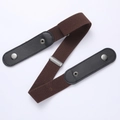 Coffee brown elastic invisible belt with black leather ends and silver metal buckle - Coffee [Standard Style]