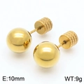 Polished 10mm golden stainless steel ball stud earrings with secure screw back closure - 10mm / Gold