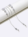 Catena per occhiali in argento con perle lucide e anelli in silicone antiscivolo - Argento