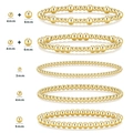 Bracciali impilabili con perle dorate da donna, misure 3mm, 4mm, 5mm e 6mm - Oro Set da 5 pezzi 3/4/5/6mm