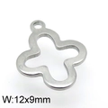 Silver stainless steel four-leaf clover pendant accessory in size 12x9mm - 12*9mm / Steel Color (KLJ4806-Z)