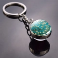 Artistic Van Gogh Almond Blossoms glass ball keychain with metal ring and chain charm - Almond Blossoms