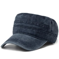 Berretto militare da uomo in cotone lavato vintage blu-grigio con trama invecchiata - Regolabile / Blu navy