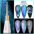 XEIJAYI 10ml cat eye nail gel polish 003 showing natural and dark flashy effects - LC Magic Galaxy Cat Eye 03