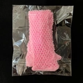 Bright pink elastic fishnet fingerless long gloves in punk style for parties - Simple Packaging / Pink