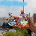 Set of 2 K9 crystal prisms 6.3cm with rainbow refraction for suncatching hangings - Fat Horn 63mm