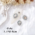 Colorful teardrop nail rhinestone with silver metal base and white micro-diamonds - Water Drop AB