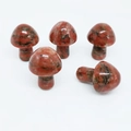 Mini 2cm red jasper mushroom figurines carved from natural stone with unique stripes - Marble Red Stone