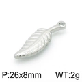 Colgante de pluma plateada 26x8mm para bisutería DIY con textura metálica realista - Estilo de Pluma (KLJ4256-Z) / 26*8mm / Color Acero