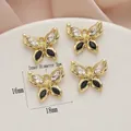 Gold butterfly charms with black and white crystals for DIY jewelry making 18mm - 757-3# Gold - Clear/Black Zirconia