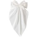 Übergroße weiße Satin-Haarschleife mit seidigem Finish und Federclip für elegante Frisuren - Weiß