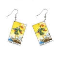 The Fool tarot card acrylic earrings featuring double-sided print and silver hooks - The Fool-C101