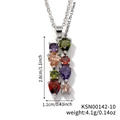 Collana a barra argentata con pietre colorate a goccia e rotonde per uno stile femminile - Oro Bianco Multicolore