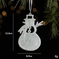 Glittery white snowman Christmas tree hanging ornament measuring 10.6cm in height - Snowman Style 2