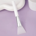 Silicone face mask brush with white handle and translucent soft fan-shaped head - Slanted Tail Style A / White