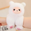 Cute white plush alpaca snap bracelet for kids with pink embroidery and soft texture - White Sheep 23cm