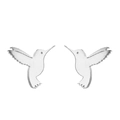 Detailed view of silver hummingbird stud earrings with polished metallic finish on white background - Hummingbird Shape (384) / Silver